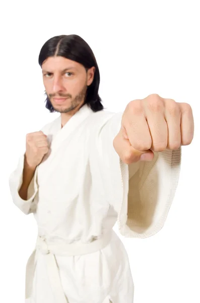 Karate-Kämpfer isoliert auf weiß — Stockfoto