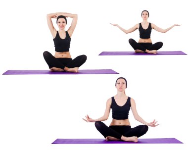 Beyaz yoga egzersizleri kümesi