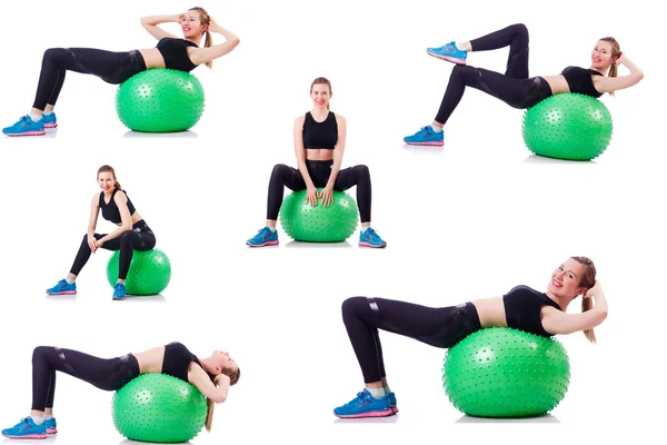 Set of photos with model and swiss ball — Stock Photo, Image