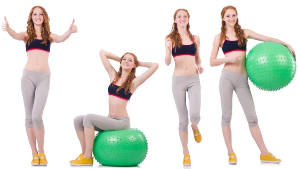 Set of photos with model and swiss ball — Stock Photo, Image