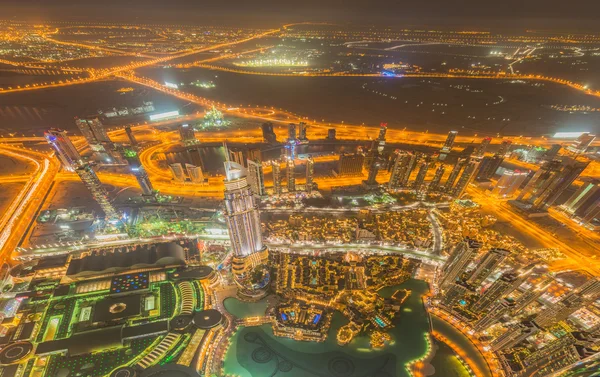 Panorama of night Dubai during sunset — Stock Photo, Image