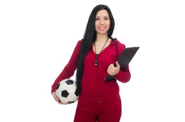 Futbol beyaz izole kadın