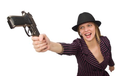 Silahlı bir gangster kadın beyazları soyutladı.