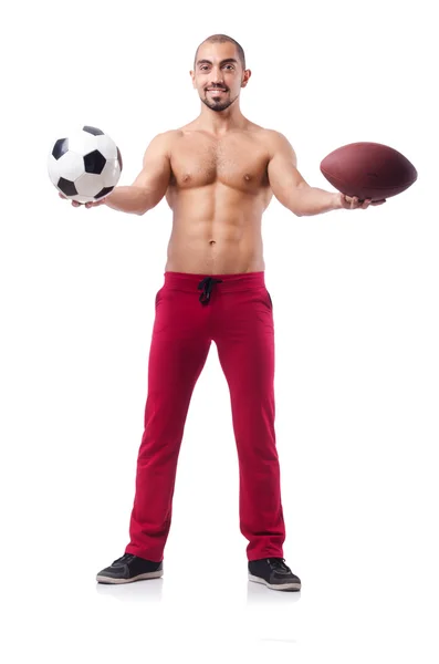 Hombre en concepto de deportes en blanco — Foto de Stock