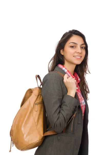 Ung student isolerad på vitt — Stockfoto