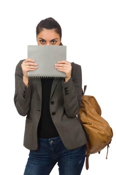 Jonge student geïsoleerd op wit — Stockfoto