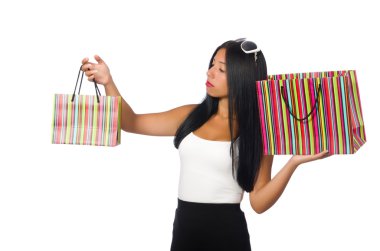 Beyaz torbalı kadın.