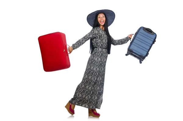 Mujer en concepto de viaje en blanco —  Fotos de Stock