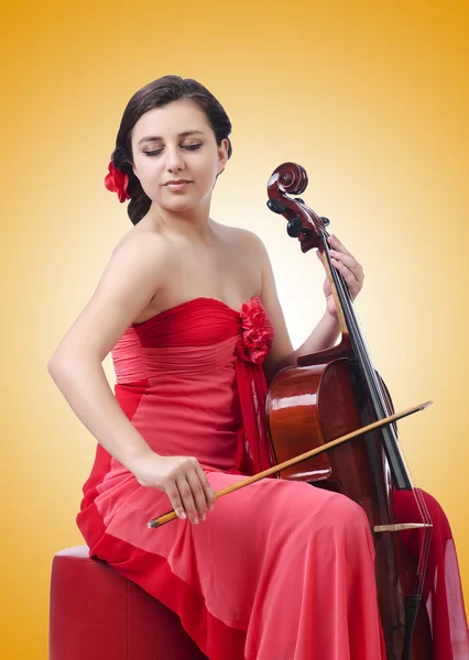 Jeune fille avec violon sur blanc — Photo