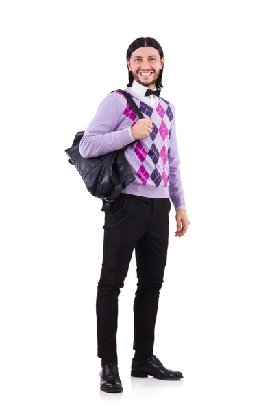 Employee with briefcase isolated on white — Stock Photo, Image