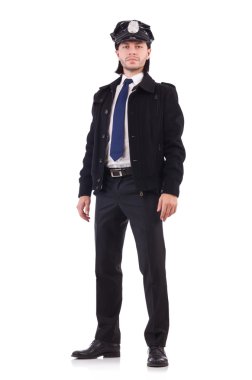 Polis memuru beyazda izole edilmiş.