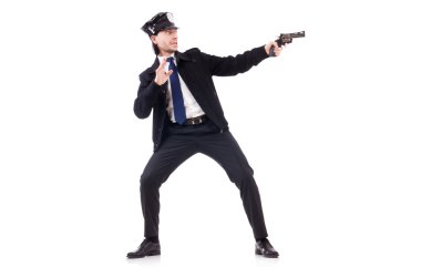 Polis memuru beyazda izole edilmiş.