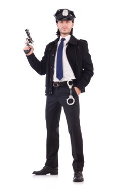 Polis memuru beyazda izole edilmiş.