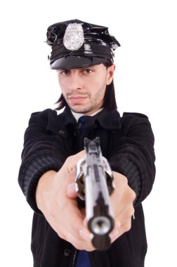 Polis memuru beyazda izole edilmiş.