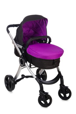 Beyaz arkaplanda çocuk arabası izole edildi