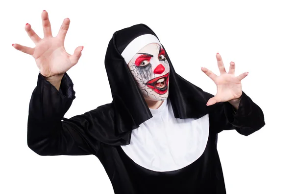 Skrämmande nunna i halloween koncept — Stockfoto