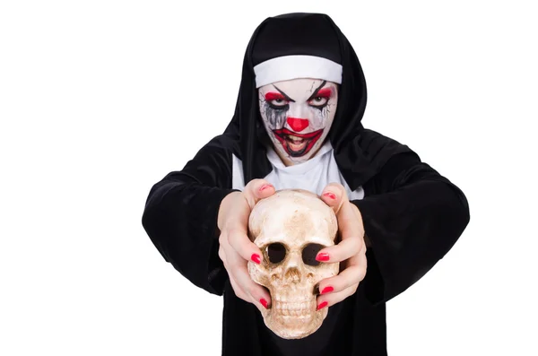 Страшная монахиня в концепции Хэллоуина — стоковое фото