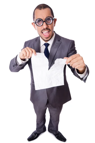 Смішний бізнесмен ізольований на білому — стокове фото
