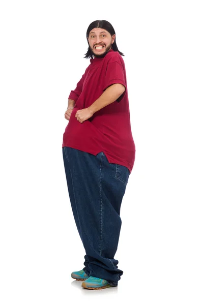 Overweight man isolated on the white — Stock Photo, Image