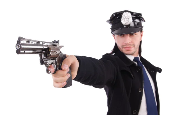 Policista izolovaný na bílém — Stock fotografie