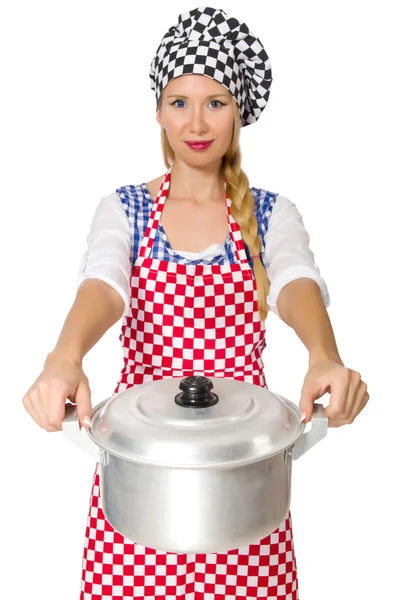 Woman cook isolated on the white background — Stock Photo, Image