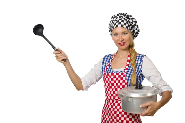 Woman cook isolated on the white background — Stock Photo, Image