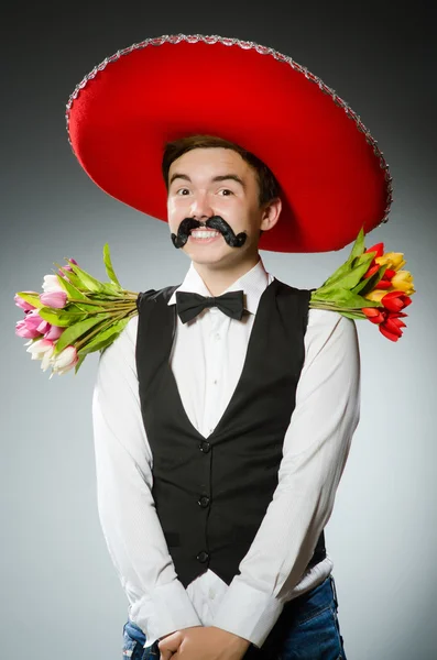 Personne portant un chapeau sombrero dans un concept drôle — Photo