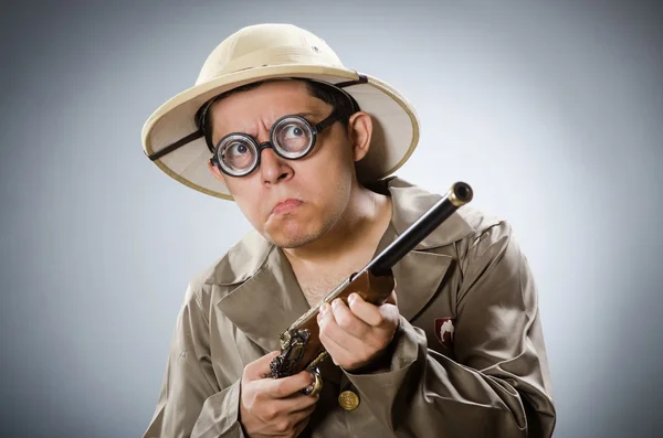 Funny hunter in hunting concept — Stock Photo, Image