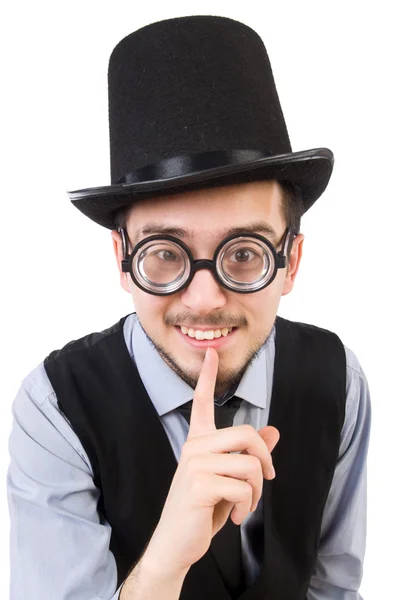 Young man in hat isolated on white — Stock Photo, Image