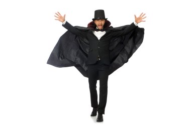 Beyazda izole edilmiş adam sihirbaz