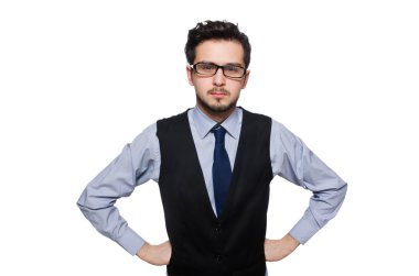 Genç işadamı beyazda izole edilmiş