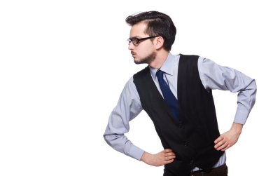 Genç işadamı beyazda izole edilmiş