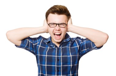 Beyaz tenli komik öğrenci.