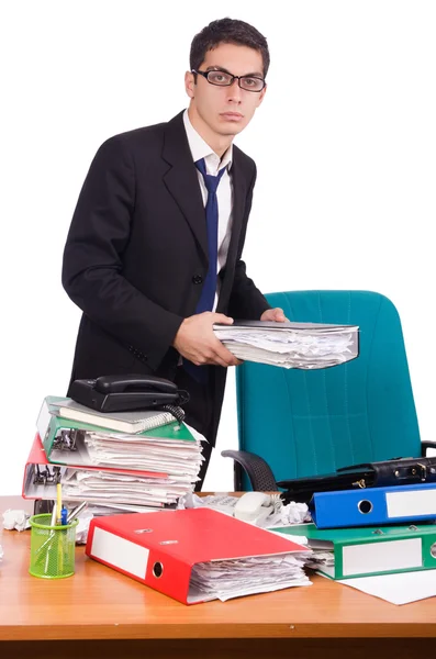 Upptagen affärsman under arbete stress — Stockfoto