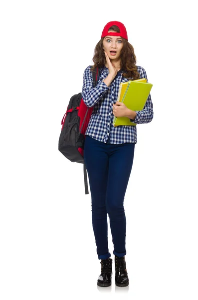 Jonge student geïsoleerd op wit — Stockfoto