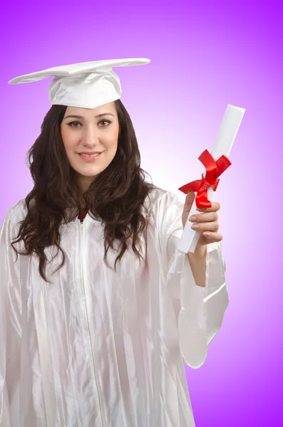 Boldog diplomás fehér háttér — Stock Fotó