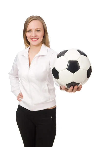 Mulher vestindo trajes esportivos isolado no branco — Fotografia de Stock