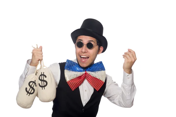 Funny man wearing giant bow tie — Stock Photo, Image