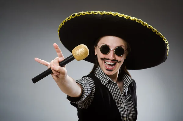 Person wearing sombrero hat in funny concept — Stock Photo, Image