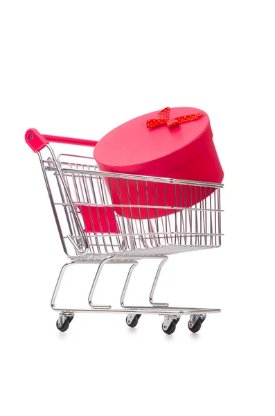 Cart in holiday shopping concept — Stock Photo, Image