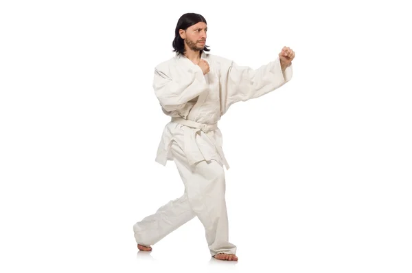 Karate jager geïsoleerd op wit — Stockfoto