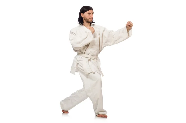 Karate-Kämpfer isoliert auf weiß — Stockfoto