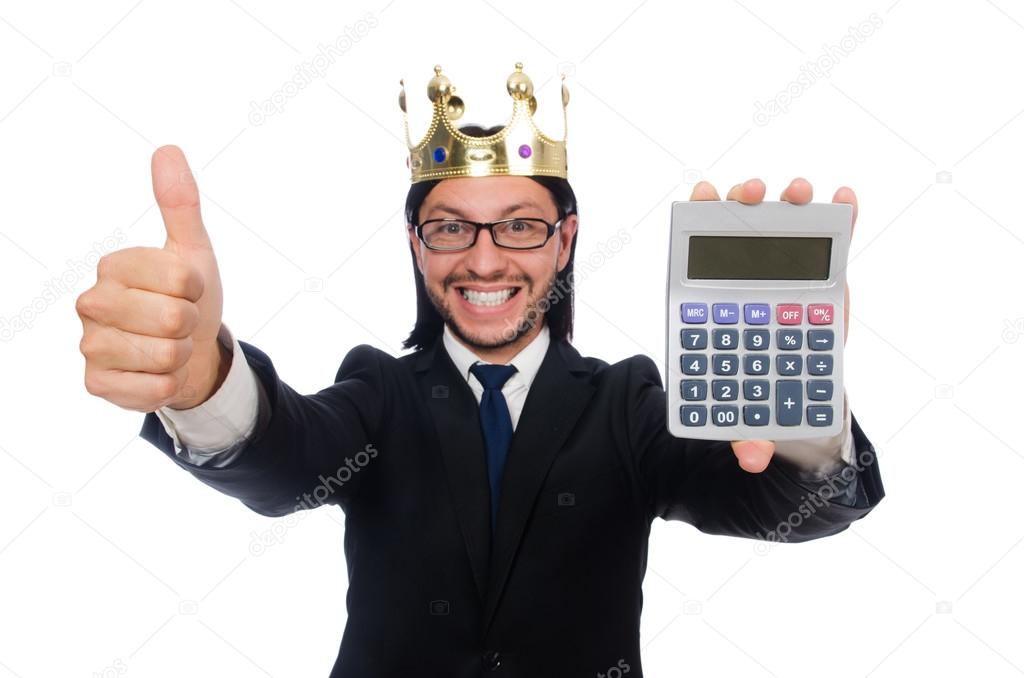 Funny man with calculator