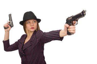 Silahlı bir gangster kadın beyazları soyutladı.