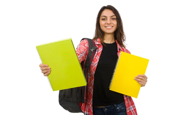 Junge Studentin isoliert auf weiß — Stockfoto