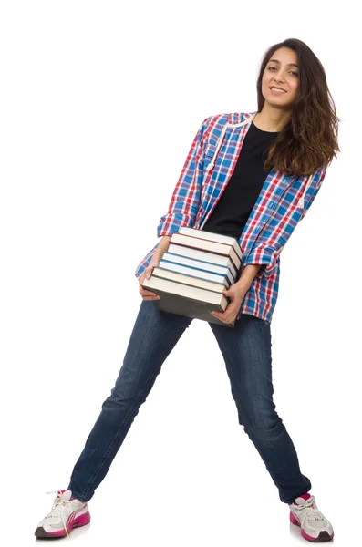 Молодой студент с учебниками — стоковое фото