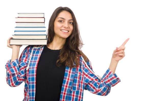 Jovem estudante com livros didáticos — Fotografia de Stock