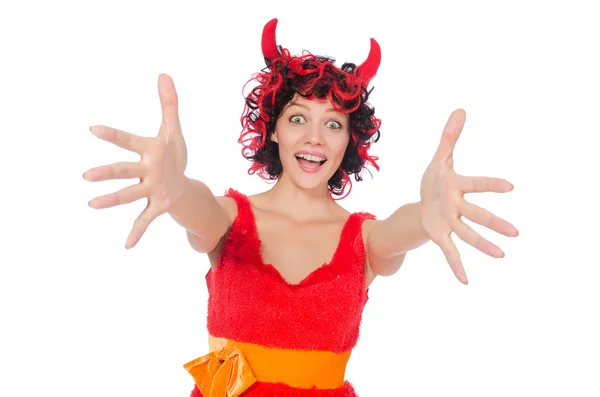 Mujer diablo en divertido concepto de Halloween — Foto de Stock