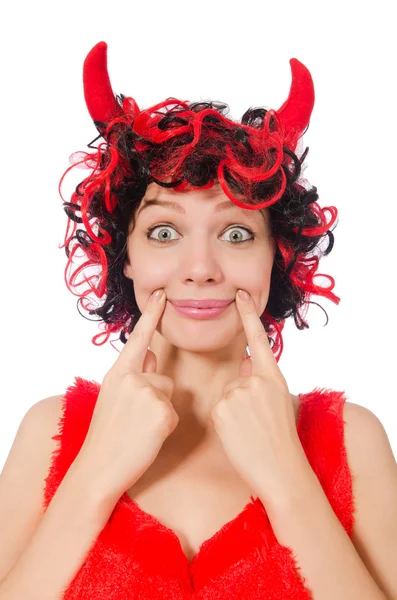 Kobieta diabeł w zabawny koncepcja halloween — Zdjęcie stockowe