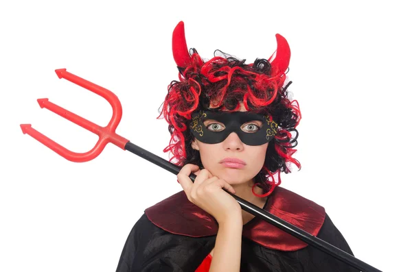 Kobieta diabeł w zabawny koncepcja halloween — Zdjęcie stockowe